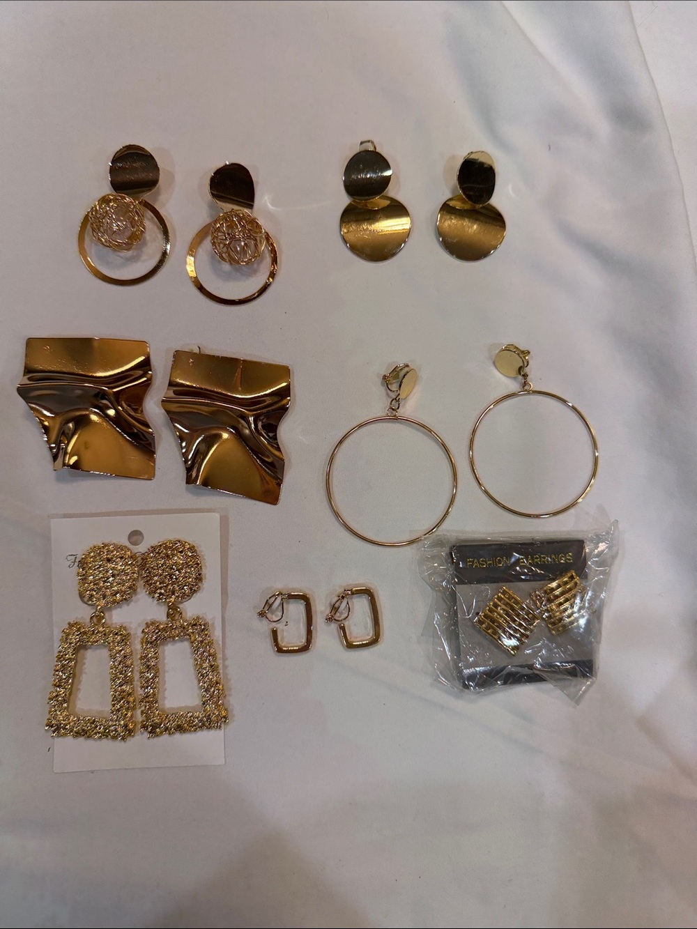 Gold Tone Women's Fashion Earring Set - Mixed Styles 7 pairs